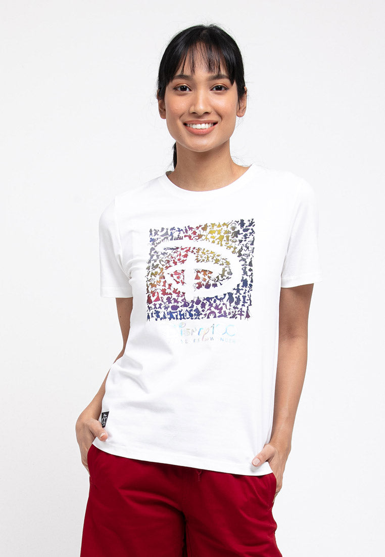 Forest X Disney 100 Year of Wonder Mickey 3D & Gradient Effects Round Neck Tee Ladies | Baju TShirt Perempuan - FW820059