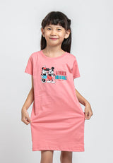 Forest X Disney Girl Printed Short Sleeve Kids Dress | Baju Budak Perempuan Girl Dresses - FWK82005
