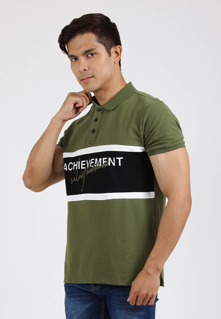 Forest Plus Size Soft Pique Cotton Colour Block Short Sleeve Cut & Sew Polo T Shirt | T Shirt Lelaki - PL23839