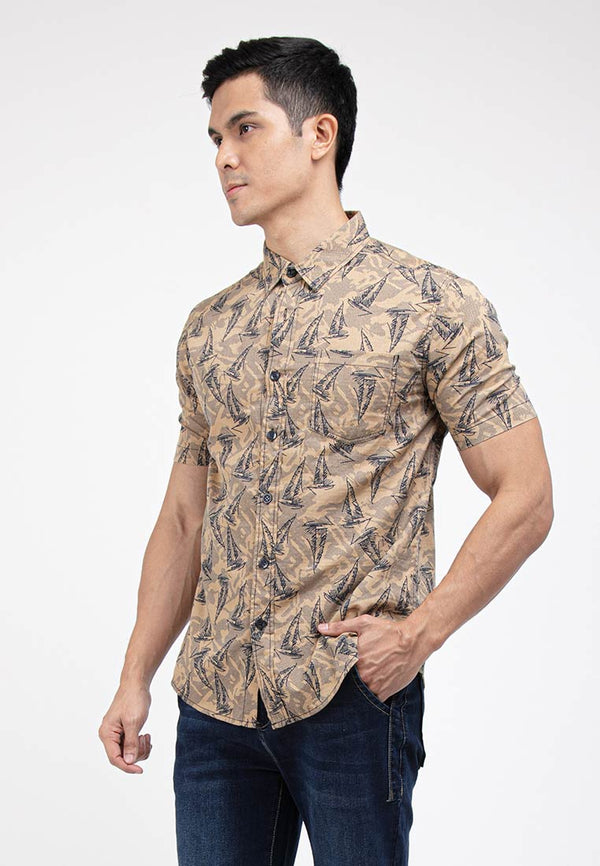 Forest Plus Size Cotton Woven Casual Full Print Men Shirt | Plus Size Baju Kemeja Lelaki Saiz Besar - PL621241