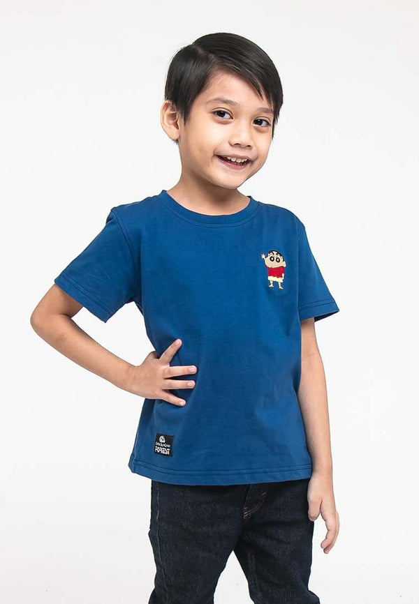 ShinChan Unisex Kids Embroidered Short Sleeve Tee - FCK2017