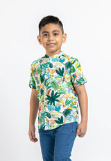 Forest Kids Woven Boy Stand Collar Short Shirt Kids l Baju Budak Lelaki - FK2049