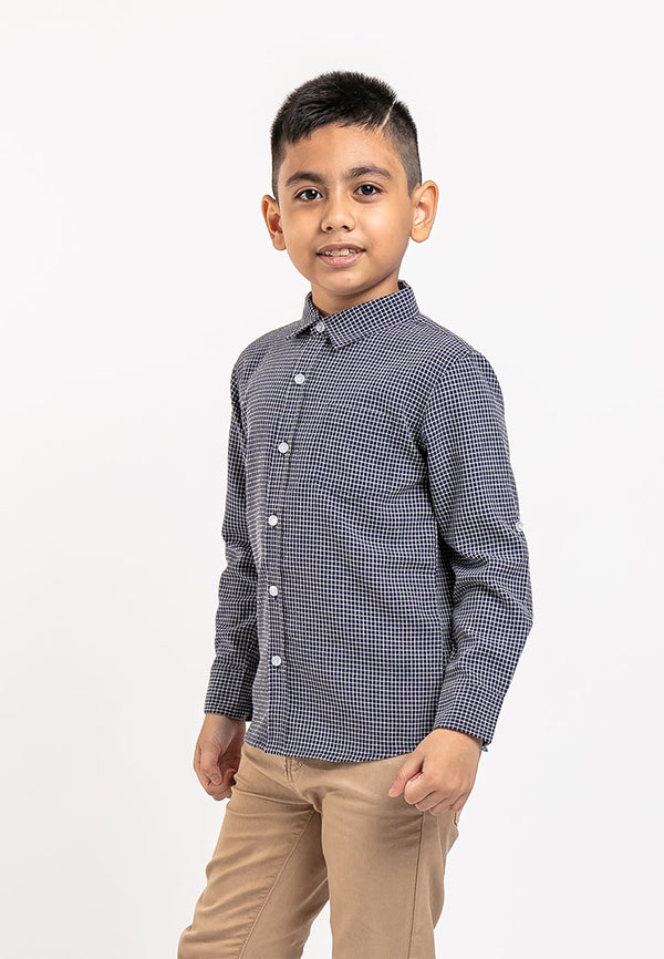 Forest Kids Woven Boy Stand Collar Short Shirt Kids - FK2063