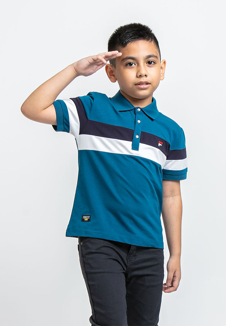 Forest Kids Stretchable Polo T Shirt Boy Kids Collar Tee | Baju Polo T Shirt Budak Lelaki - FK2074
