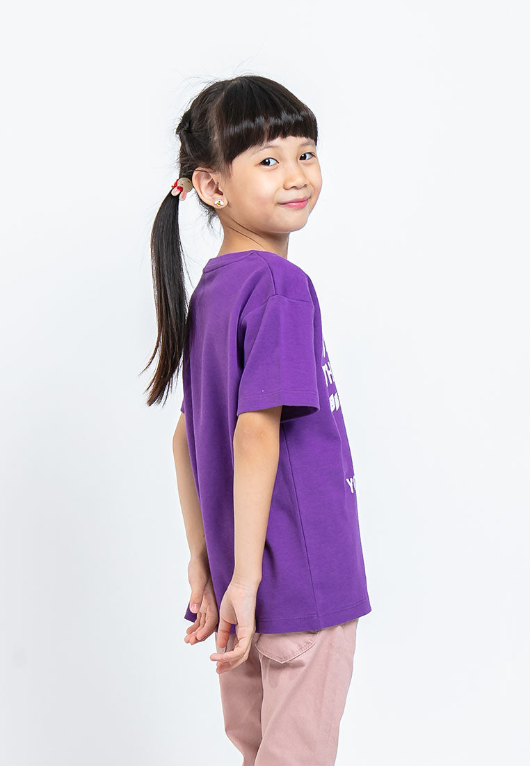 Forest Kids Premium Cotton Interlock T Shirt Girl Graphic Round Neck Tee | Baju T Shirt Budak Perempuan - FK2092