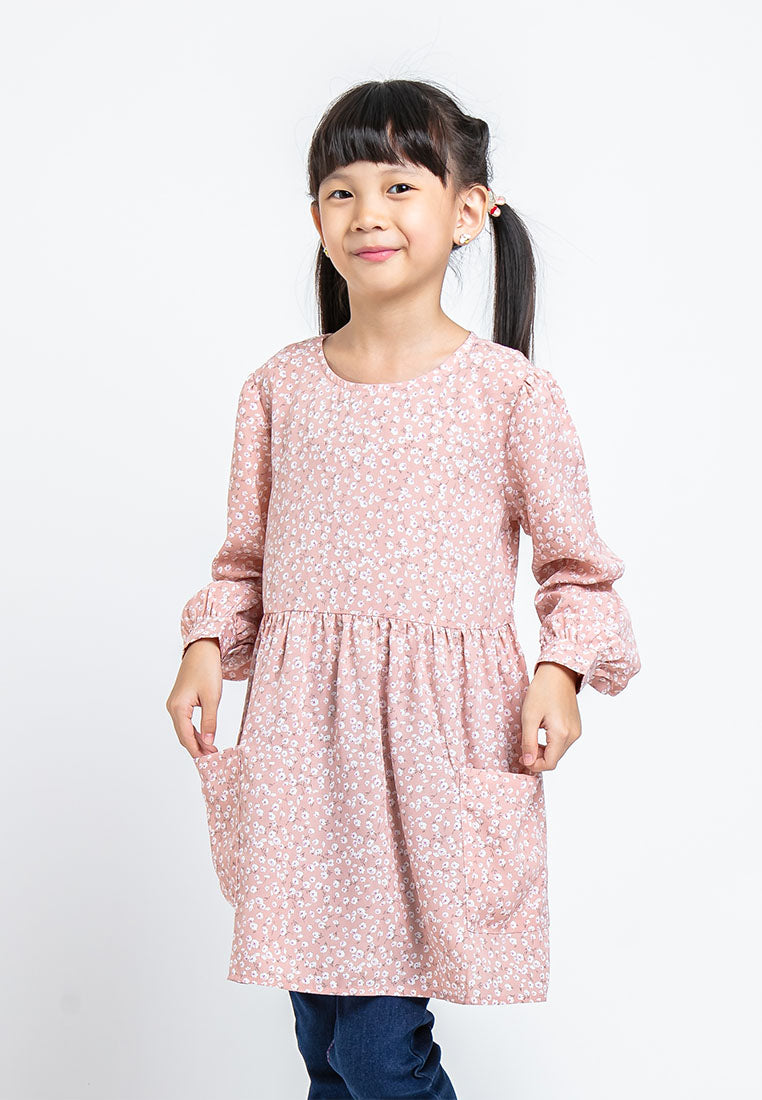 Forest Kids Girl Long Sleeve Kids Printed Dress | Baju Budak Perempuan Girl Dresses - FK82018