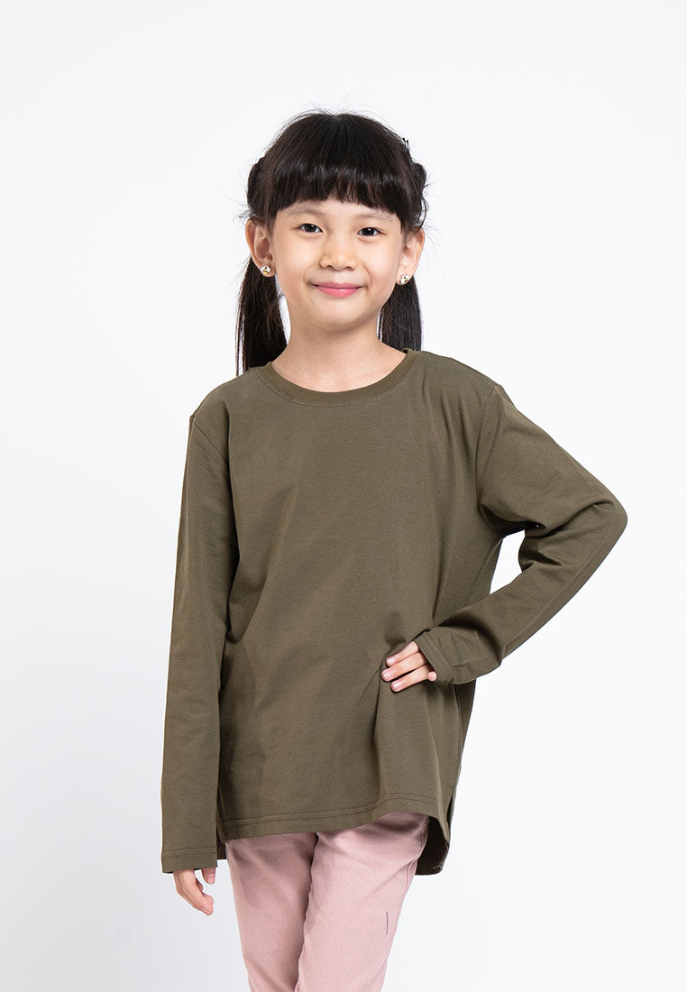 Forest Kids Premium Cotton Long Sleeve Regular Cut Crew Neck Tee | Baju T Shirt Budak - FK82024