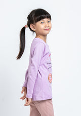 Forest Kids Premium Cotton Interlock Girl Long Sleeve Graphic Round Neck Tee | Baju T Shirt Budak Perempuan - FK82032