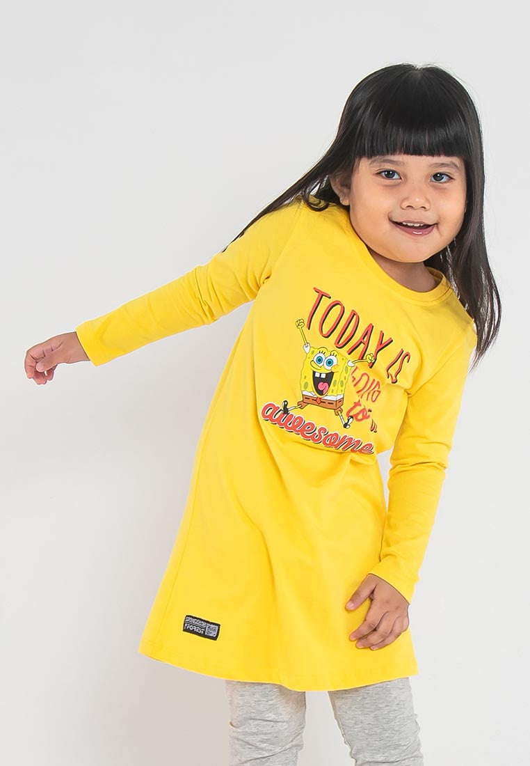 Spongebob Girl Kids Printed Long Sleeve Dress - FSK2024