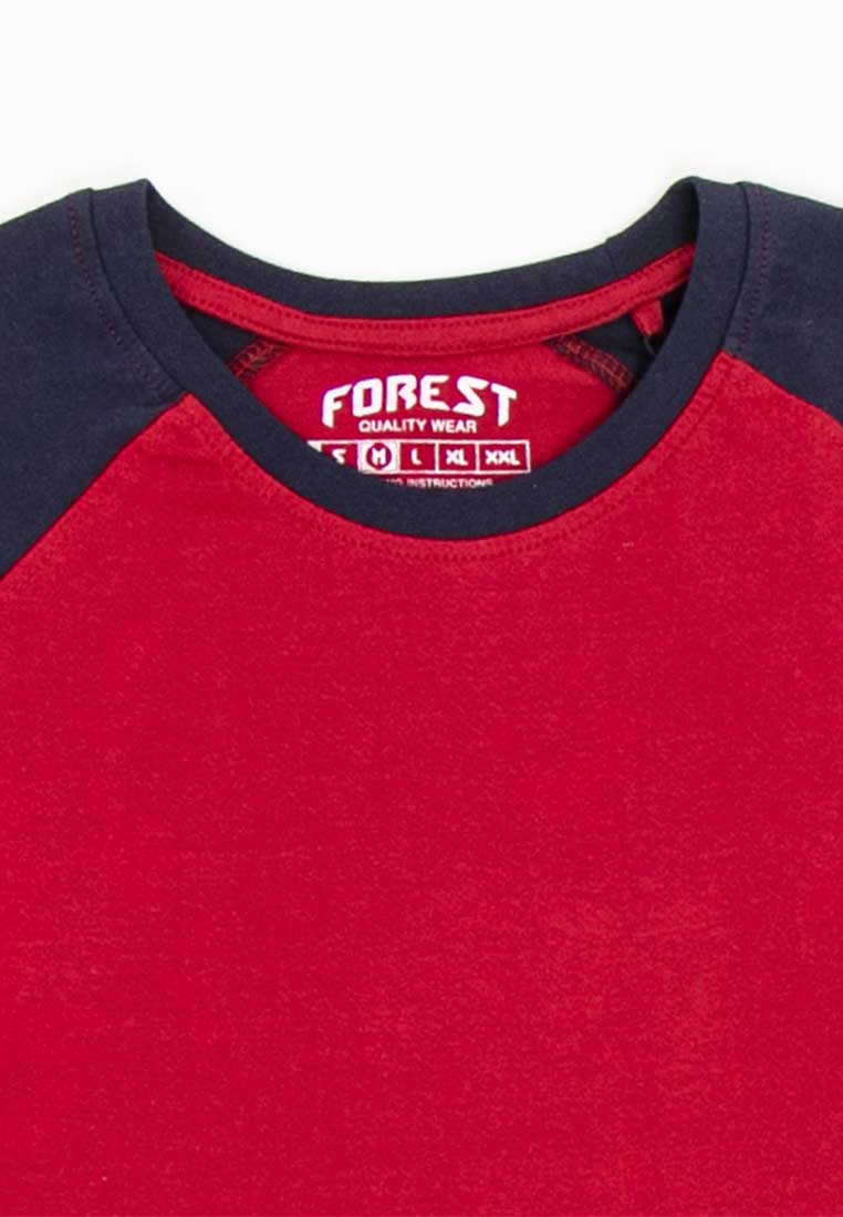 Forest 100% Cotton Round Neck Raglan Long Sleeve Plain Tee T Shirt Men | Baju T Shirt Lelaki Lengan Panjang - 23659