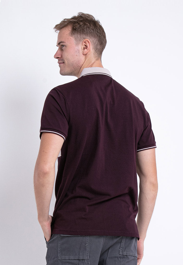 Forest Premium Weight Cotton Stretchable Colour Block Polo T Shirt Men Slim Fit Collar Tee | Baju T Shirt Lelaki - 23715