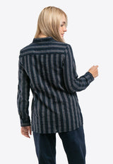 Ladies Woven Long sleeve Collar Shirt - 822015