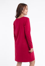 Ladies Long Sleeve 100% Cotton Round Neck Dress - 822067