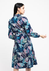 Ladies Long Sleeve Collar Printing Dress - 822092 A
