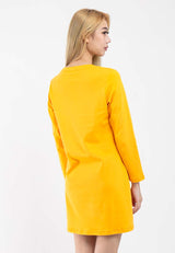 Ladies Premium Weight Cotton Embo Printed Round Neck Dress - 822096