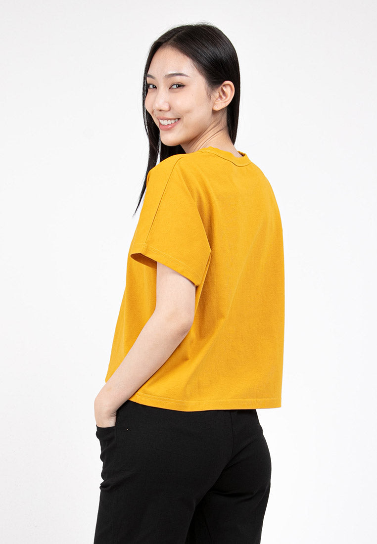 Forest Ladies Premium Weight Linen Knitted Crew Neck Drape Tshirt Women | Baju T Shirt Perempuan - 822187