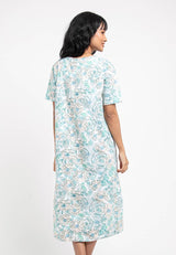 Forest Ladies Woven Short Sleeve Floral Pattern Women Dress | Baju Perempuan - 822265