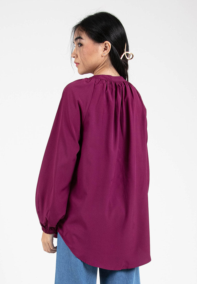 Forest Ladies Woven Long Puff Sleeve Blouse | Baju Perempuan - 822318