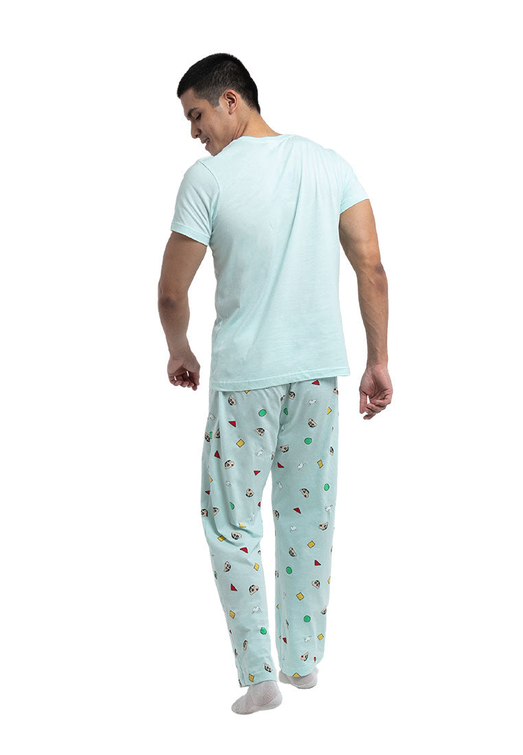 (1 Set) Forest X Shinchan Pyjamas 100% Cotton Short Sleeve Long Pants Pyjamas Set Baju Tidur Sleepwear - CPD0017