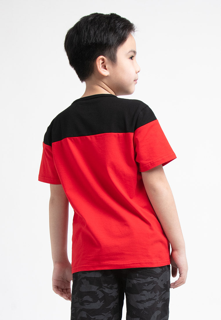 Forest Kids Colour Block Stretchable Round Neck Tee | Baju T Shirt Budak - FK20135