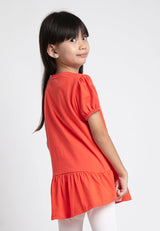 Forest Kids Girl Unicorn 100% Cotton Girls Puff  Sleeve Graphic Round Neck Tee | Baju T Shirt Budak Perempuan - FK820048
