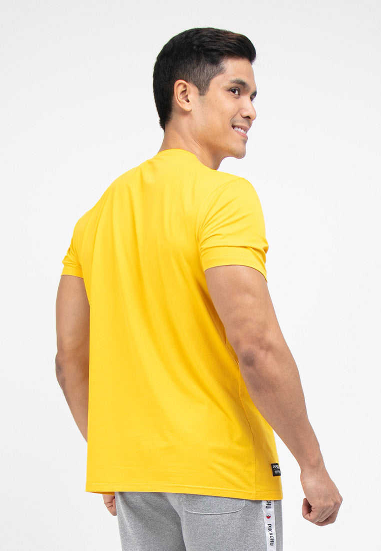 Forest Men Pokémon Coral Fleece Textured Embroidered Pikachu Round Neck Tshirt Men | Baju T Shirt Lelaki - FP21000