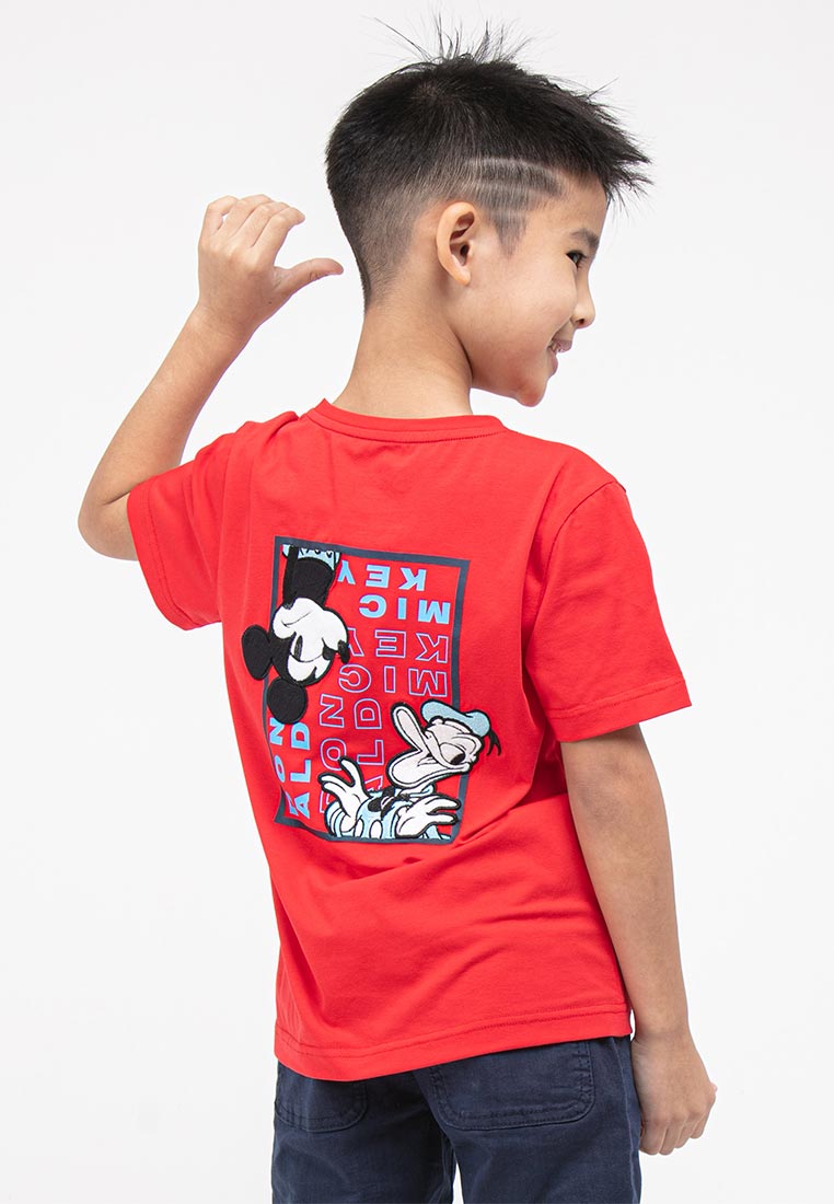 Forest x Disney Kids Mickey & Donald Velvet Texture Embroidered Round Neck Tee Kids | Baju T shirt Budak - FWK20044