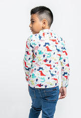 Forest Kids Woven Dinosaur Full Print Boy Collar Long Sleeve Shirt Kids l Baju Kemeja Budak Lelaki - FK2047