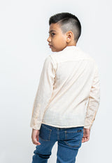 Forest Kids Woven Boy Stand Collar Long Sleeve Shirt Kids l Baju Budak Lelaki - FK2050