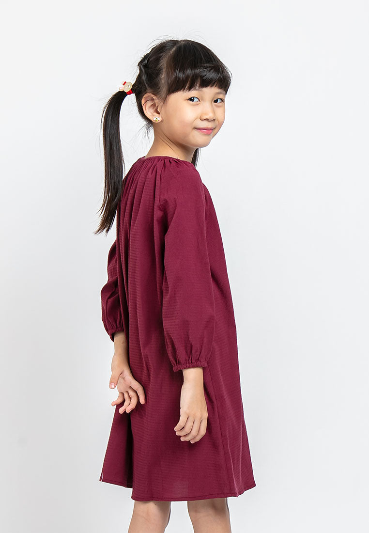 Forest Kids Girl Long Sleeve Plain Kids Dress | Baju Budak Perempuan Girl Dress - FK82011