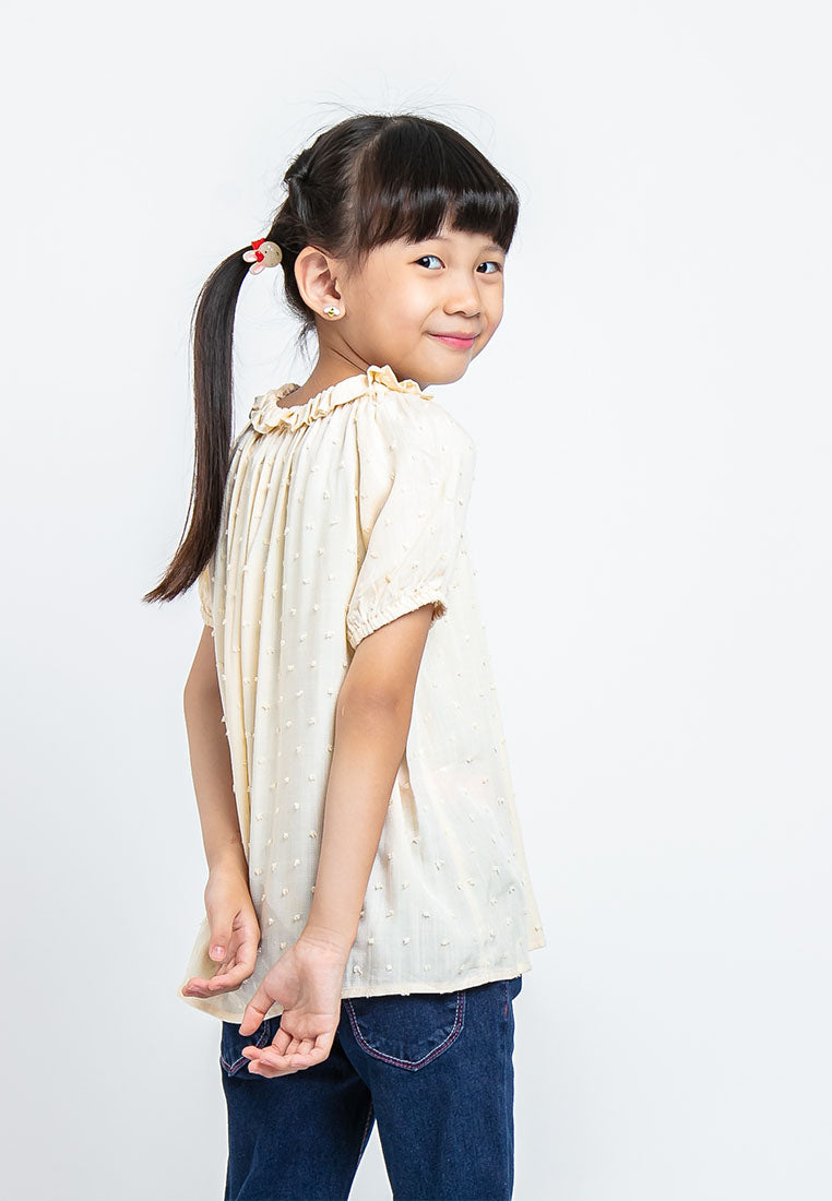 Forest Kids Girl Short Sleeve Ruffle Collar Shirt Kids Shirt | Baju Budak Perempuan Girl  - FK82014