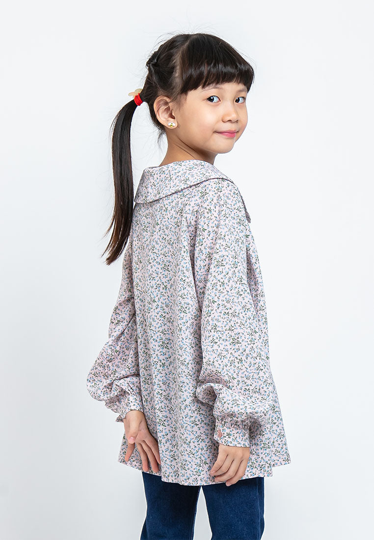 Forest Kids Woven Girl Short Sleeve Regular Cut Printed Blouse I Baju Budak Perempuan Girl Top - FK82020