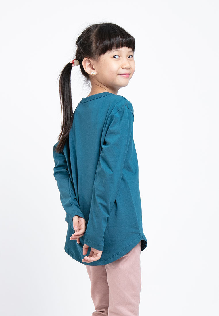 Forest Kids Premium Cotton Long Sleeve Regular Cut Crew Neck Tee | Baju T Shirt Budak - FK82023