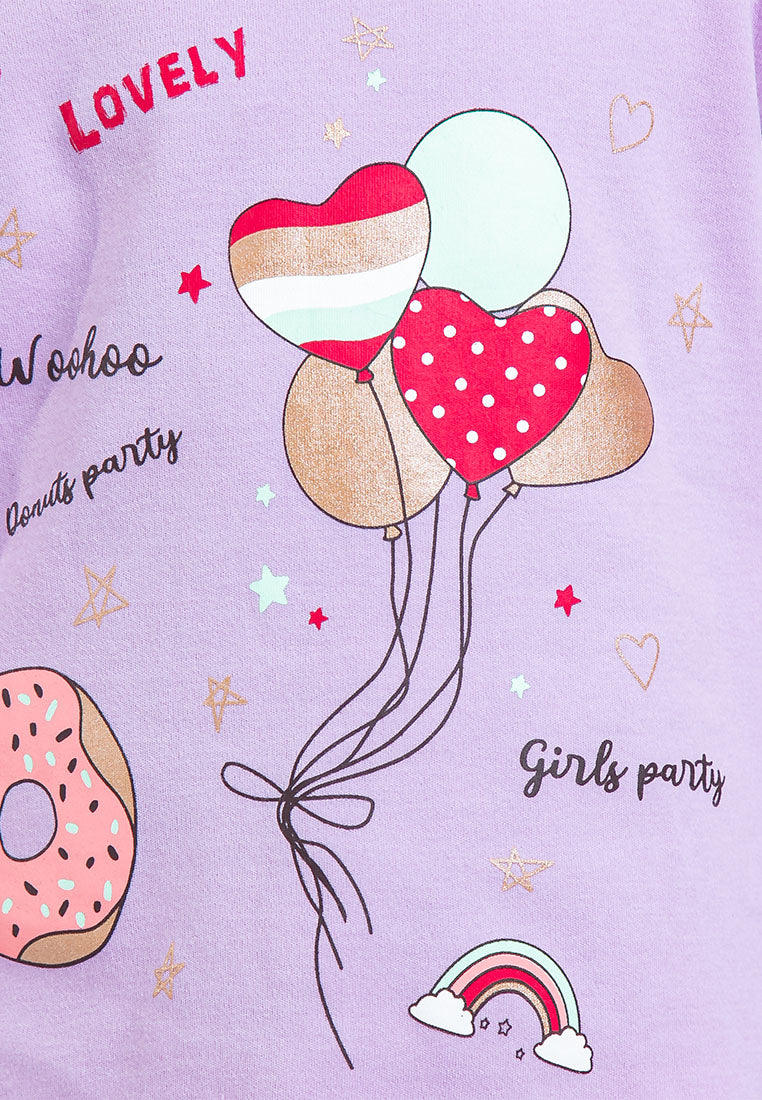 Forest Kids Premium Cotton Interlock Girl Long Sleeve Graphic Round Neck Tee | Baju T Shirt Budak Perempuan - FK82032