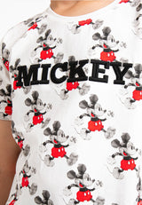 Forest X Disney Kids Unisex Mickey Premium Effects Embroidered Fonts Round Neck Tee | Baju T shirt Budak - FWK20033