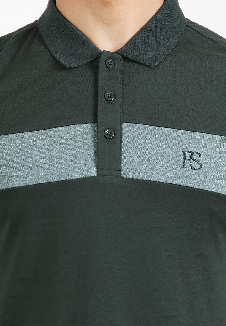 Forest Slim Fit Pattern Collar T Shirt Men Polo Tee | Baju T Shirt Lelaki - 23695