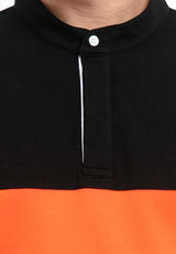 Cut & Sew Slim Fit Mandarin Collar Long Sleeve Tee - 621159