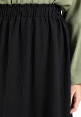 Forest Ladies Woven Paperbag Waist Long Flare Skirt Women Skirt | Skirt Perempuan - 880005