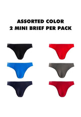 (2 Pcs) Byford Men Brief Nylon Spandex Men Underwear Assorted Colours - BUB668M