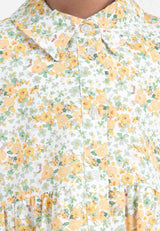 Forest Kids Girl Woven Floral Pattern Sleeveless Collar Button Dress I Baju Budak Perempuan Girl Dress - FK885015