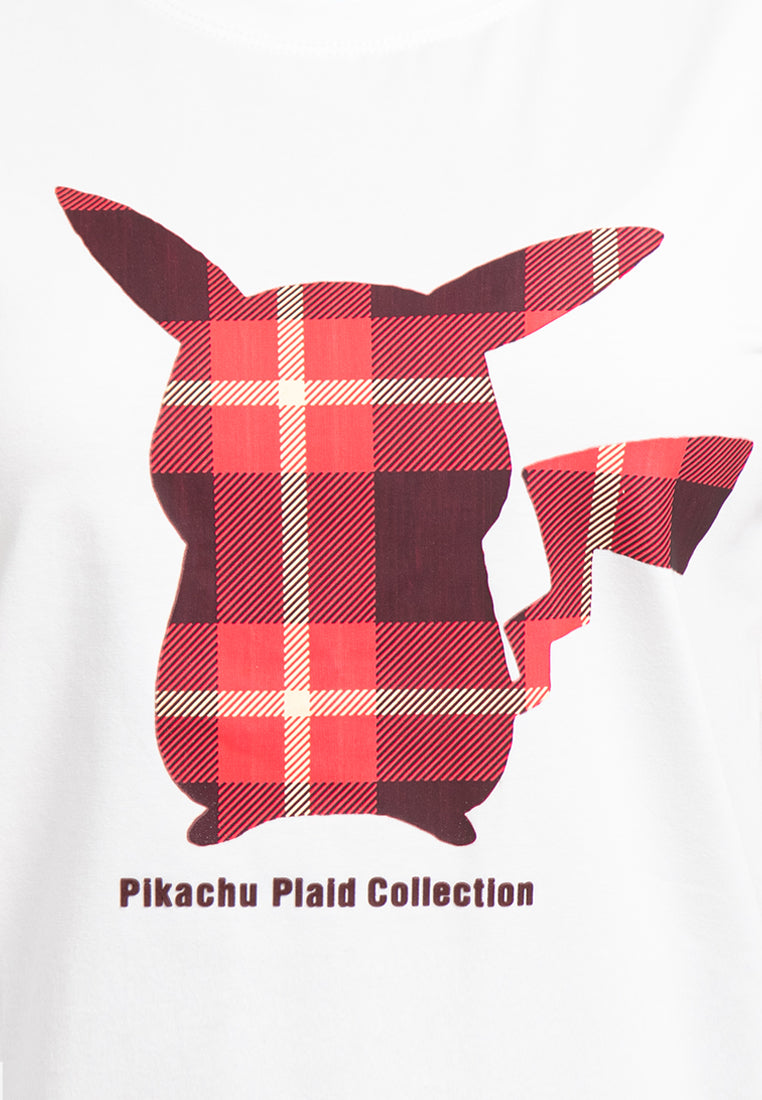 Forest Ladies Pokémon Tartan Pikachu Round Neck Tshirt Women | T Shirt Perempuan - FP821001