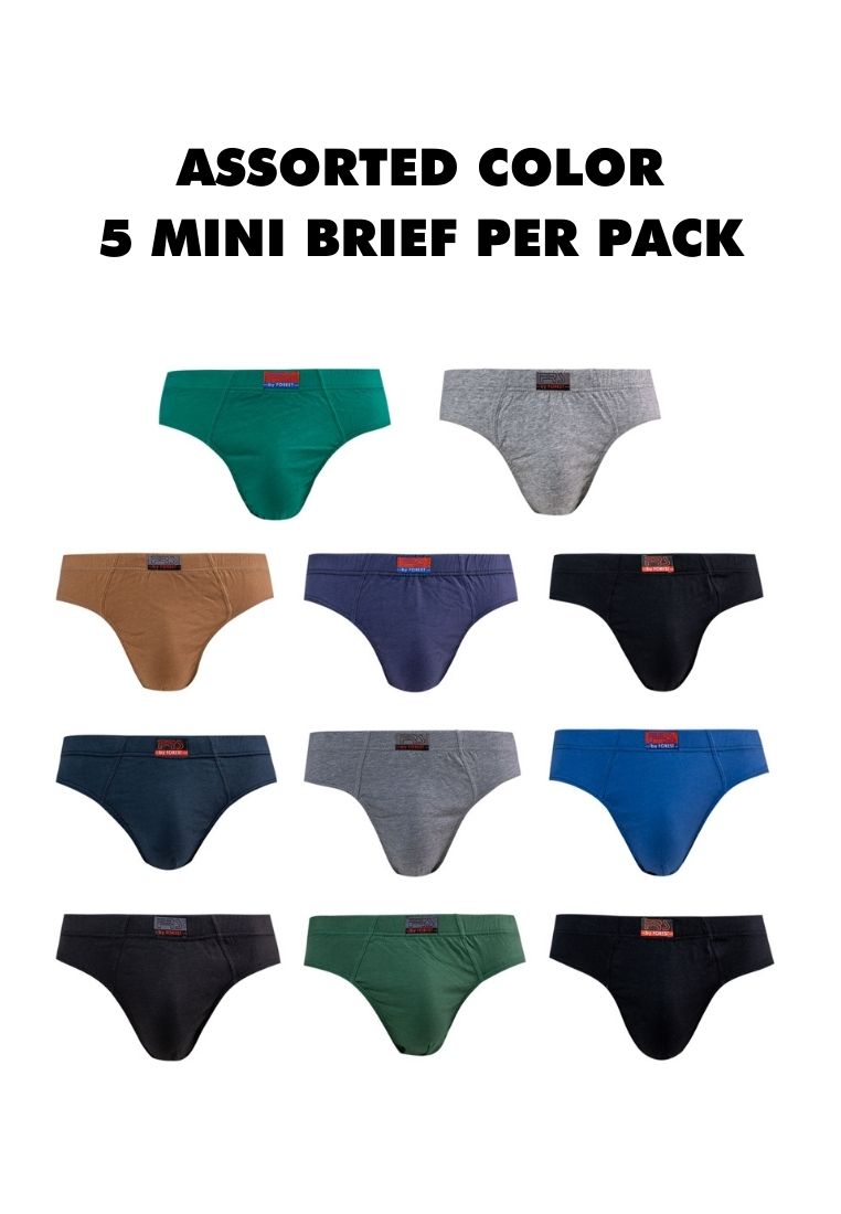 (5 Pcs) Forest Men Brief 100% Cotton Men Underwear Seluar Dalam Lelaki Assorted Colours - FUD203M
