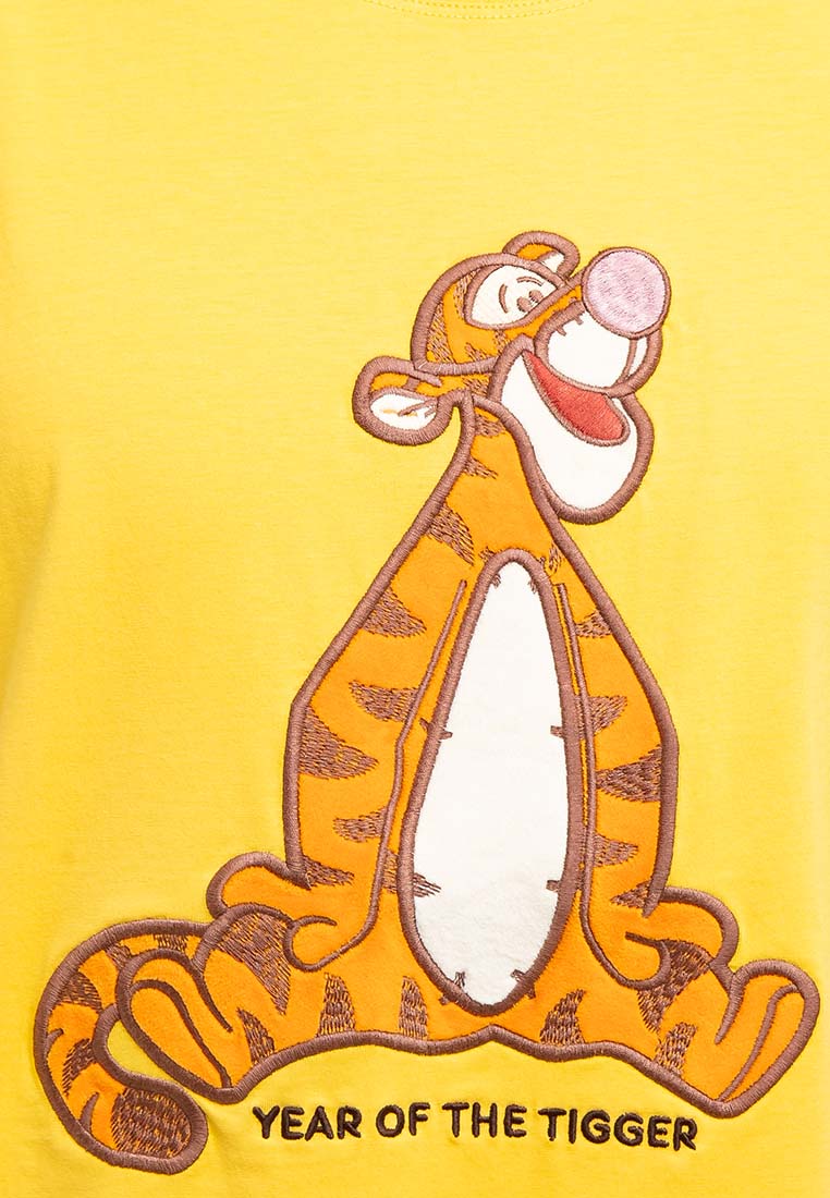 Forest X Disney Tigger Velvet Texture Embroidered " Year of Tigger " Round Neck Tee | Baju T shirt Lelaki - FW20006
