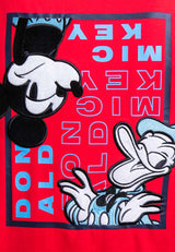 Forest x Disney Mickey & Donald Velvet Texture Embroidered Round Neck Tee Men | Baju T shirt Lelaki - FW20044