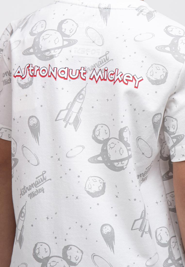 Forest x Disney Kids Astronaut Mickey Embroidered Badge Round Neck Tee Kids | Baju T shirt Budak - FWK20041