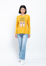 Forest x Disney Ladies 100% Cotton Long Sleeve Loose Fit Plain Tee - FW820015
