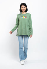 Forest x Disney Ladies 100% Cotton Long Sleeve Loose Fit Plain Tee - FW820017