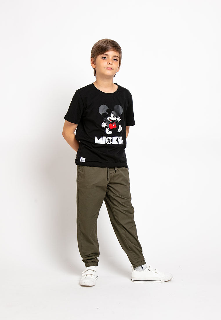Forest X Disney Kids Unisex Mickey Premium Fleece Textured and Embroidered Round Neck Tee | Baju T shirt Budak-FWK20032
