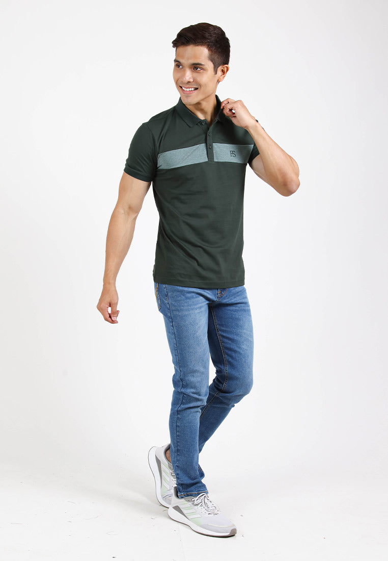 Forest Slim Fit Pattern Collar T Shirt Men Polo Tee | Baju T Shirt Lelaki - 23695