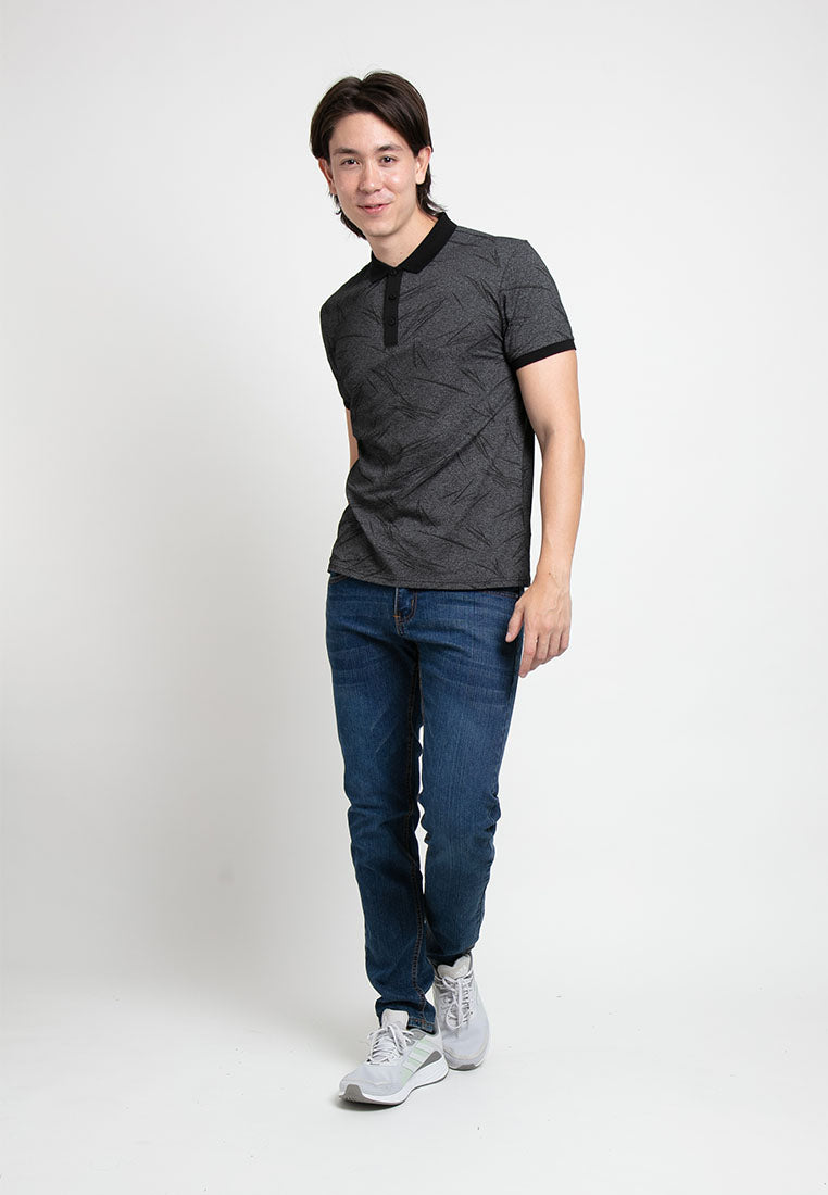 Forest Slim Fit Full Print Collar T Shirt Men Polo Tee | Baju T Shirt Lelaki - 23697